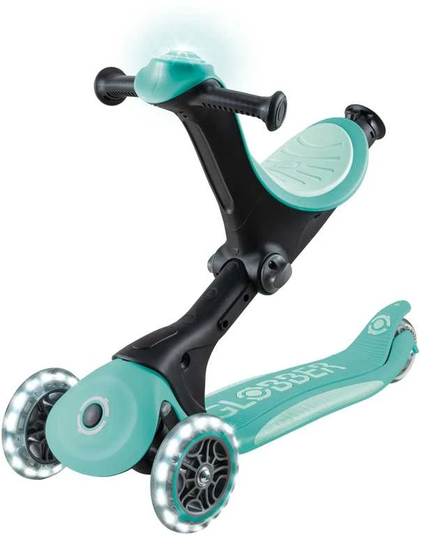 Paspirtukas GLOBBER Go Up Deluxe Lights, mėtų spalvos, 748-706