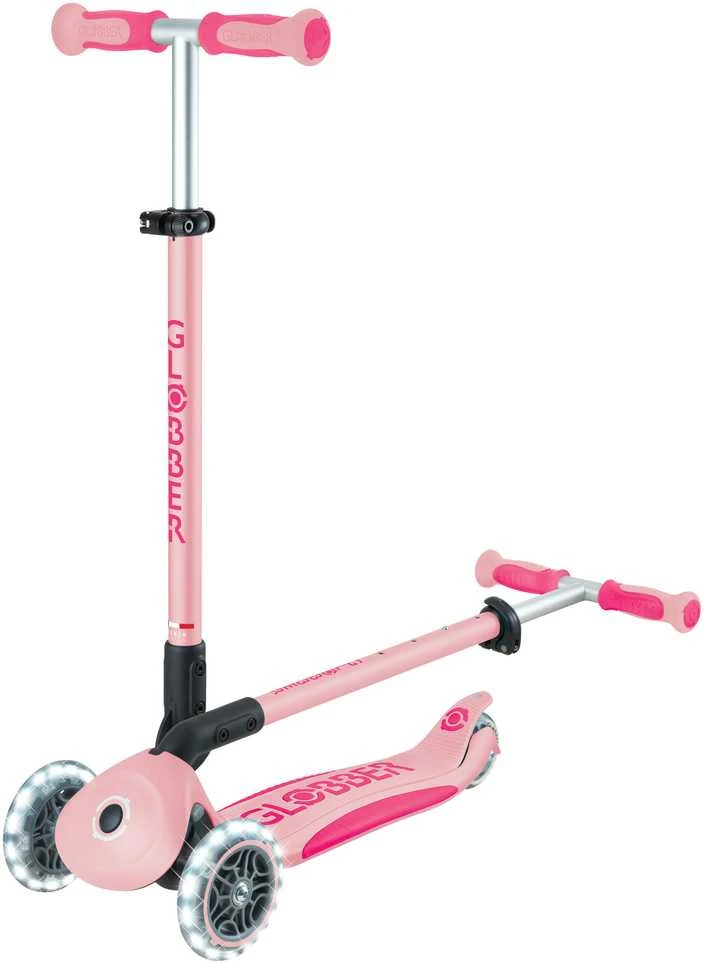 Paspirtukas GLOBBER Go Up Deluxe Lights, pastelinis rožinis