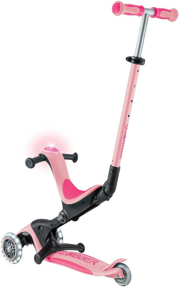 Paspirtukas GLOBBER Go Up Deluxe Lights, pastelinis rožinis