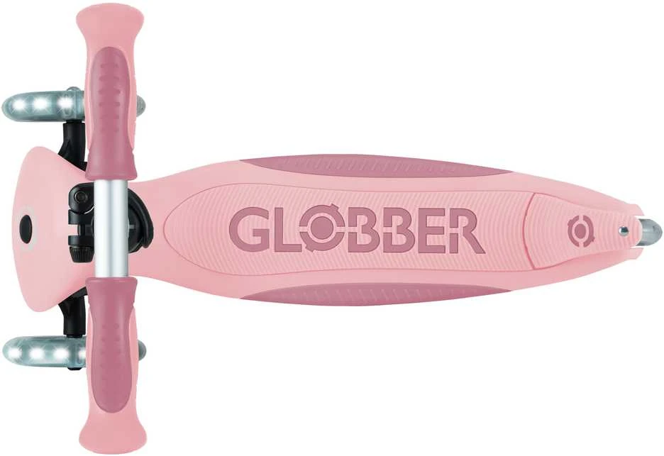 Paspirtukas GLOBBER Go Up Deluxe Lights, pastelinis rožinis