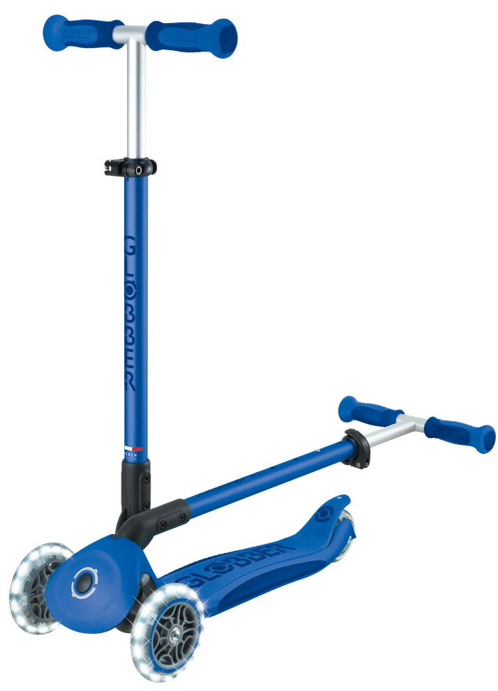 Paspirtukas GLOBBER Go Up Deluxe Lights, tamsiai mėlynas, 748-600