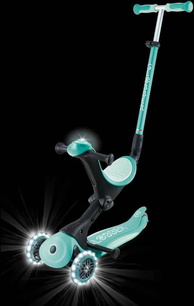 Paspirtukas GLOBBER Go Up Deluxe Lights, mėtų spalvos, 748-706