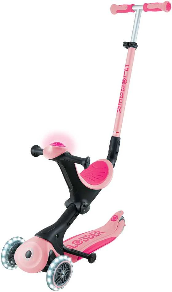 Paspirtukas GLOBBER Go Up Deluxe Lights, pastelinis rožinis