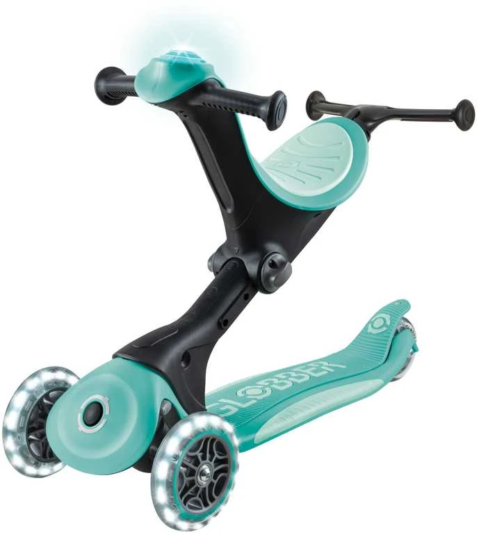 Paspirtukas GLOBBER Go Up Deluxe Lights, mėtų spalvos, 748-706