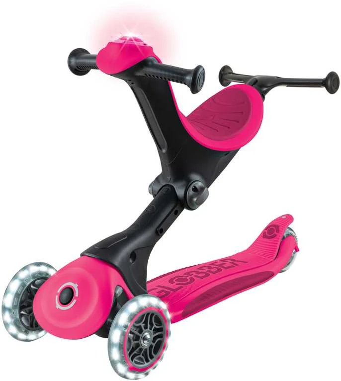Paspirtukas GLOBBER Go Up Deluxe Lights, rožinis, 748-610