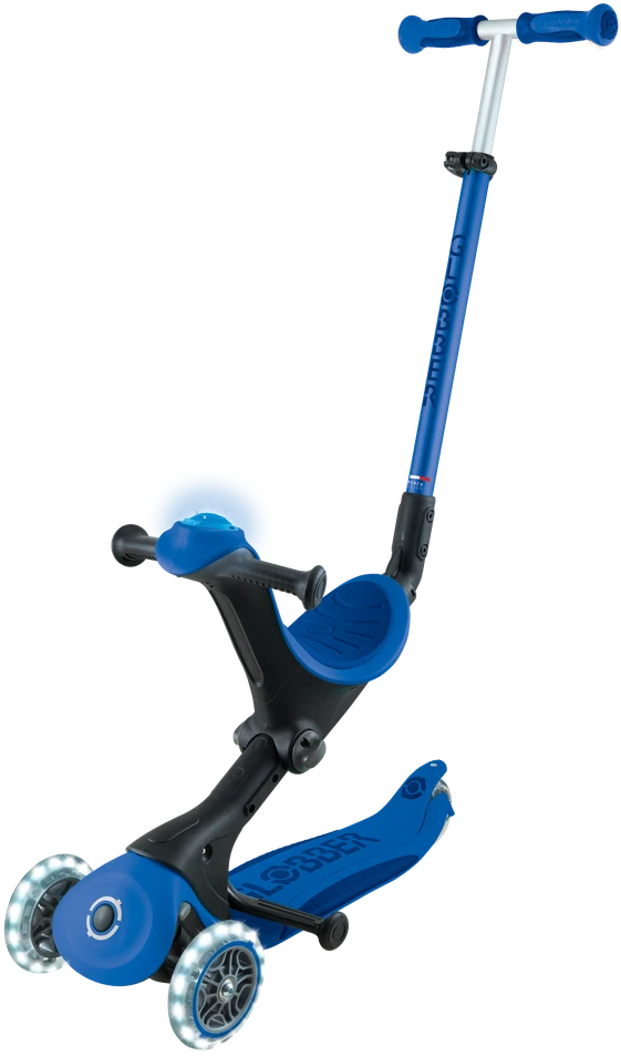 Paspirtukas GLOBBER Go Up Deluxe Lights, tamsiai mėlynas, 748-600