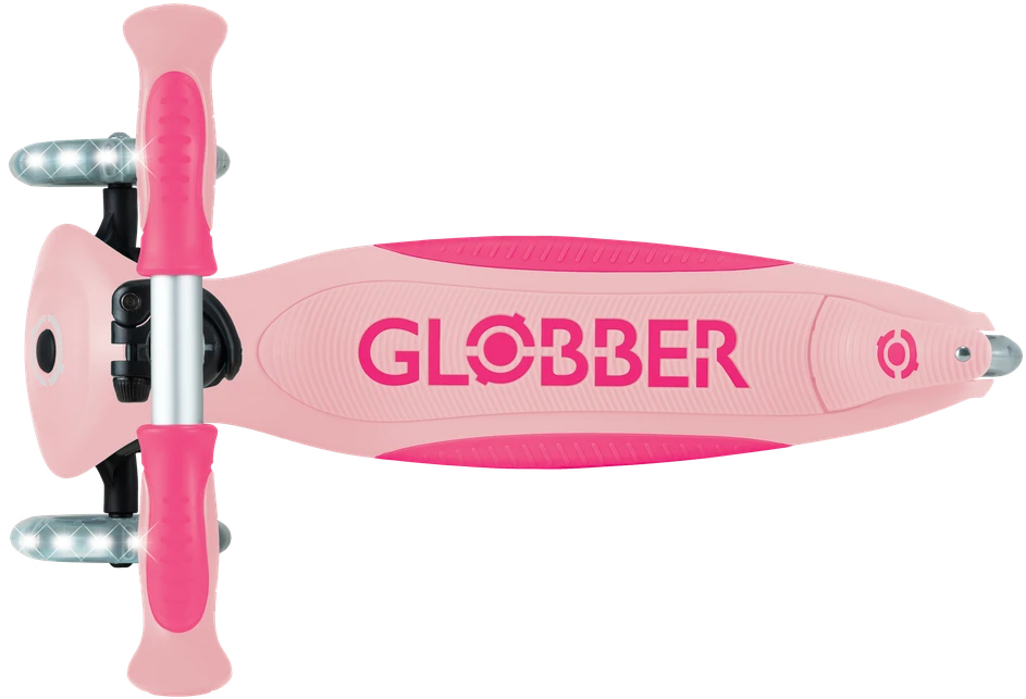 Paspirtukas GLOBBER Go Up Deluxe Lights, pastelinis rožinis