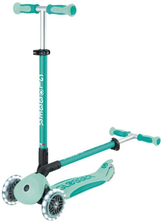 Paspirtukas GLOBBER Go Up Deluxe Lights, metų-pistacijų spalvos