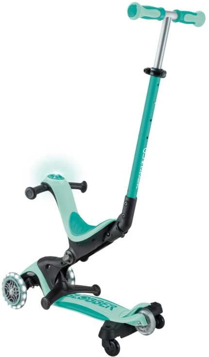 Paspirtukas GLOBBER Go Up Deluxe Lights, metų-pistacijų spalvos