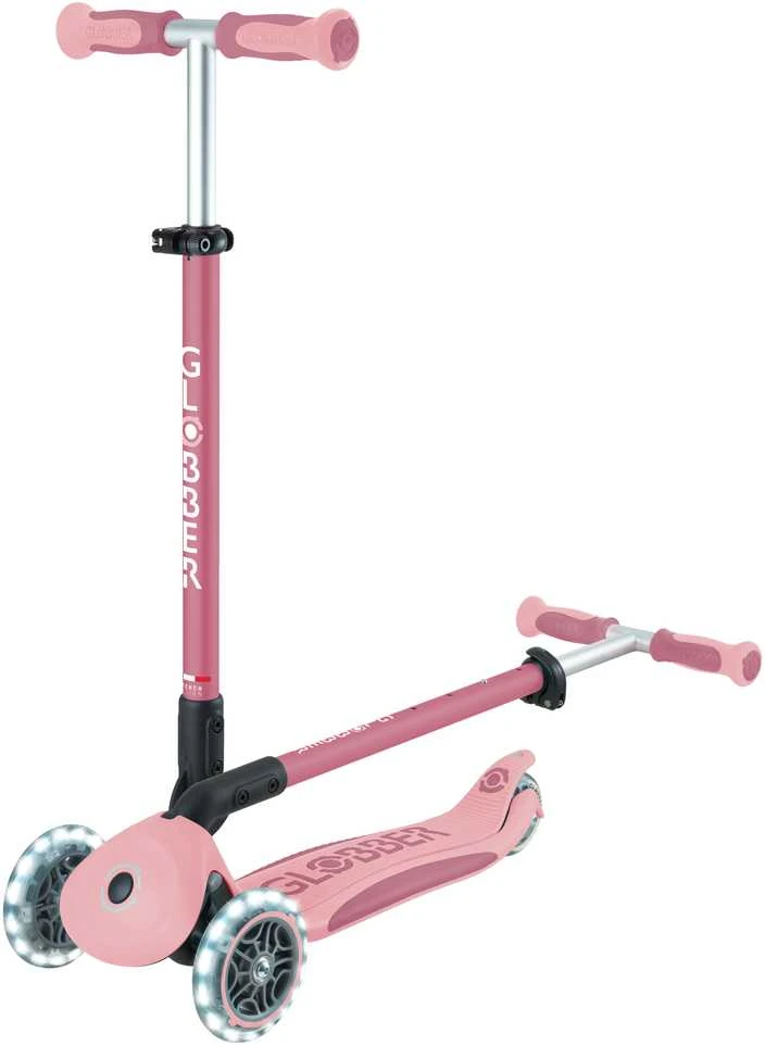 Paspirtukas GLOBBER Go Up Deluxe Lights, pastelinis rožinis