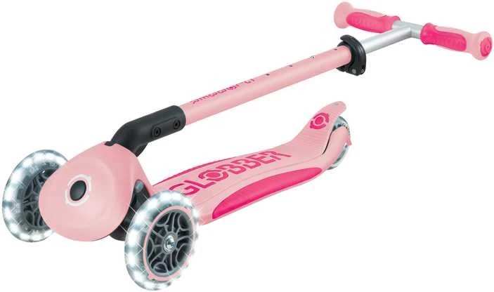 Paspirtukas GLOBBER Go Up Deluxe Lights, pastelinis rožinis