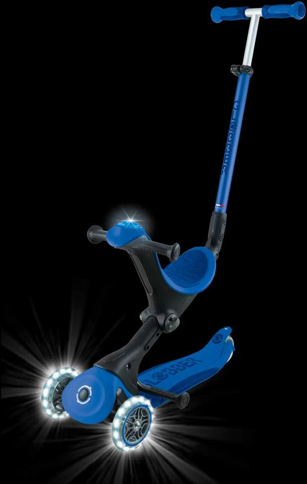 Paspirtukas GLOBBER Go Up Deluxe Lights, tamsiai mėlynas, 748-600