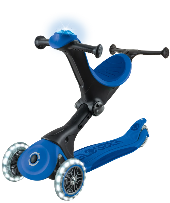 Paspirtukas GLOBBER Go Up Deluxe Lights, tamsiai mėlynas, 748-600