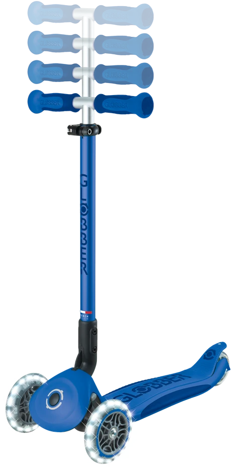 Paspirtukas GLOBBER Go Up Deluxe Lights, tamsiai mėlynas, 748-600