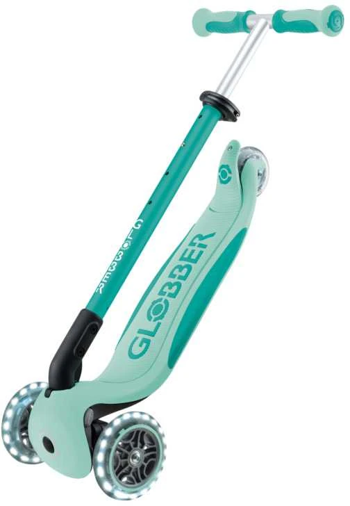Paspirtukas GLOBBER Go Up Deluxe Lights, metų-pistacijų spalvos
