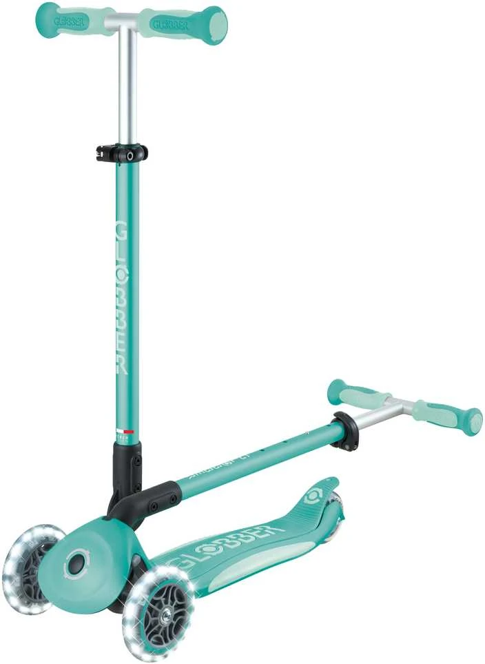Paspirtukas GLOBBER Go Up Deluxe Lights, mėtų spalvos, 748-706