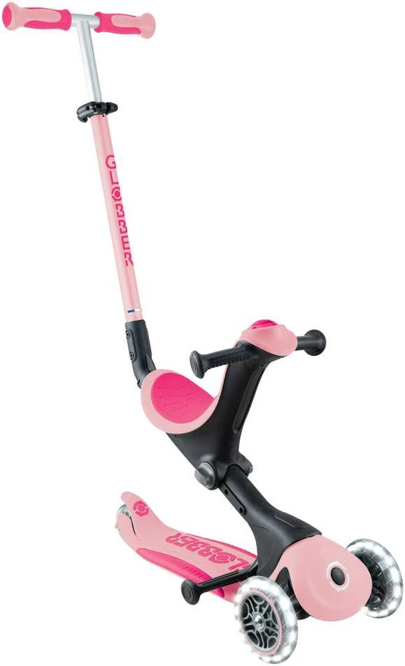 Paspirtukas GLOBBER Go Up Deluxe Lights, pastelinis rožinis