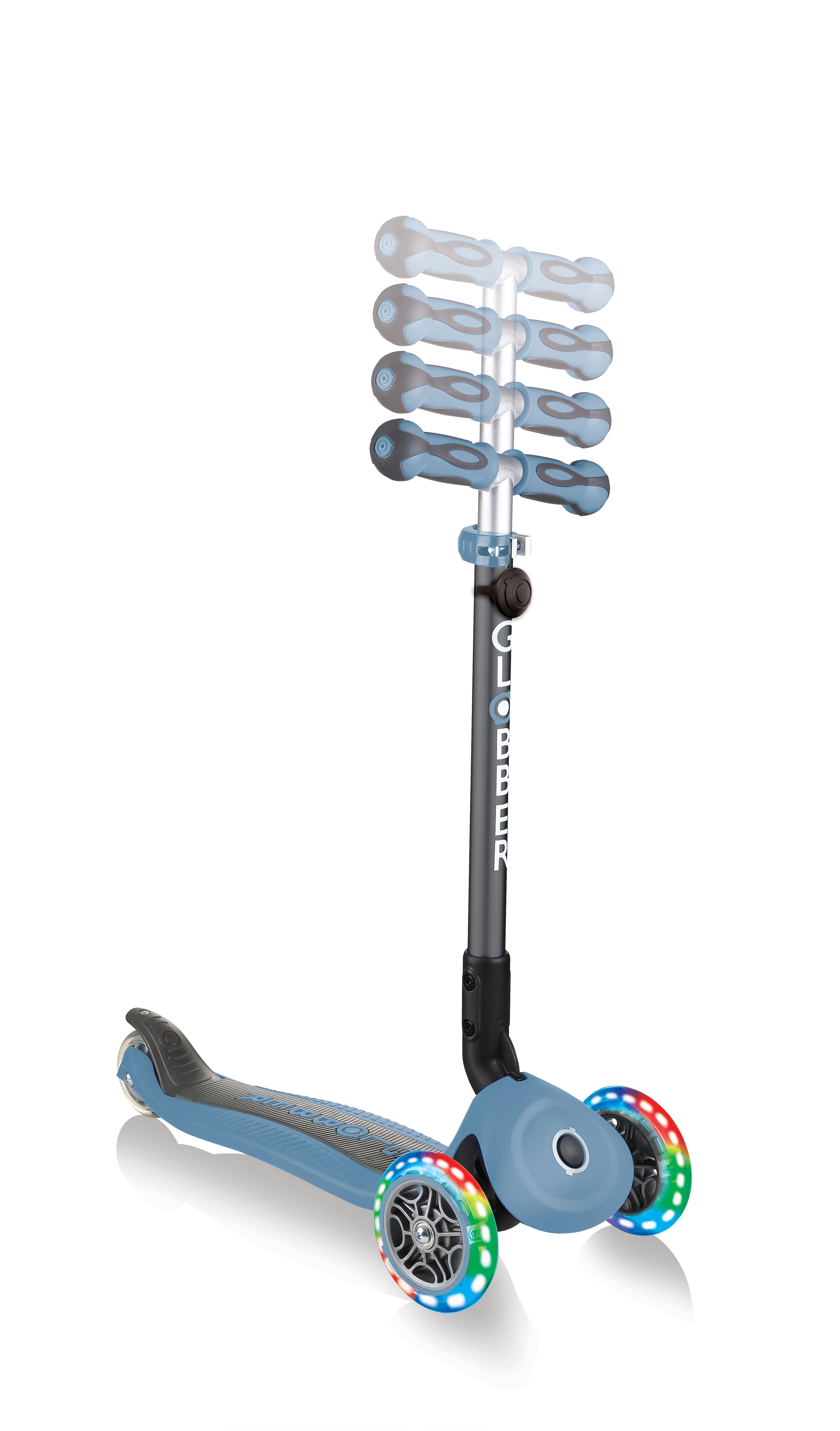 GLOBBER paspirtukas Go Up Deluxe Lights, pilkai mėlynas, 646-200