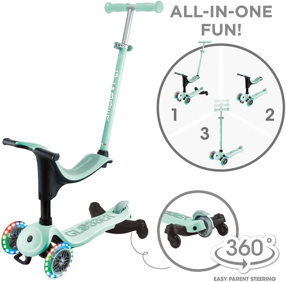 GLOBBER paspirtukas Go Up Sporty Lights 360°, mėtinis-pistacinis, 456-706 S