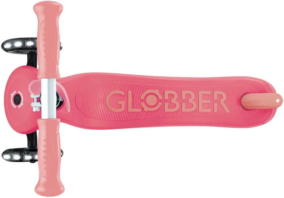 GLOBBER paspirtukas Primo Plus Glow Lights, koralinis rožinis, 443-110