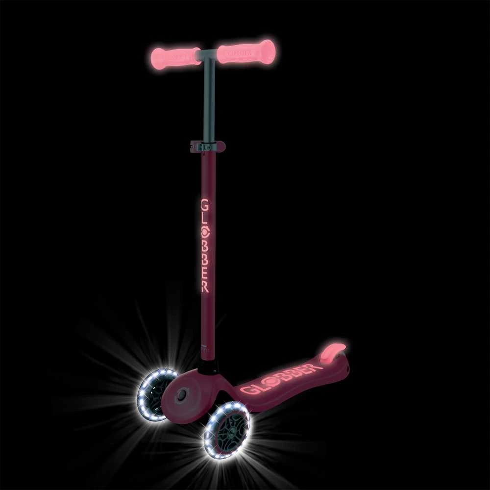 GLOBBER paspirtukas Primo Plus Glow Lights, koralinis rožinis, 443-110