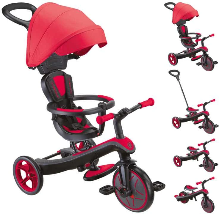 Daugiafunkcinis triratukas Globber Explorer Trike 4in1, raudonas, 632-102