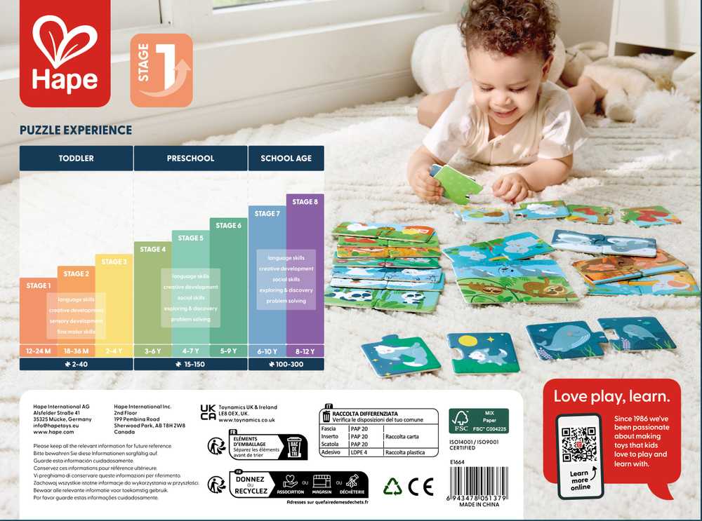HAPE gyvūnų šeimų dėlionė, 36 vnt., E1664A