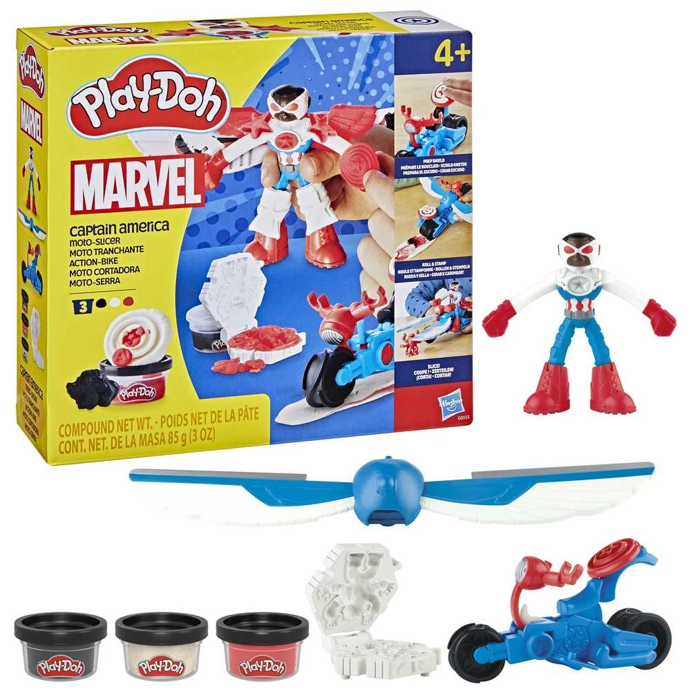 Hasbro PLAY-DOH Kapitono Amerikos moto-slicer rinkinys, G05555L0