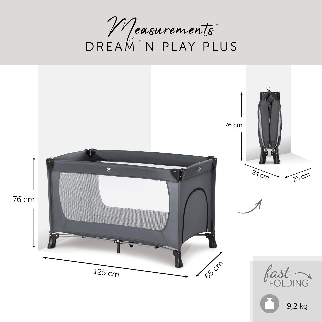 HAUCK lovelė - maniežas DREAM N PLAY Plus, pilka