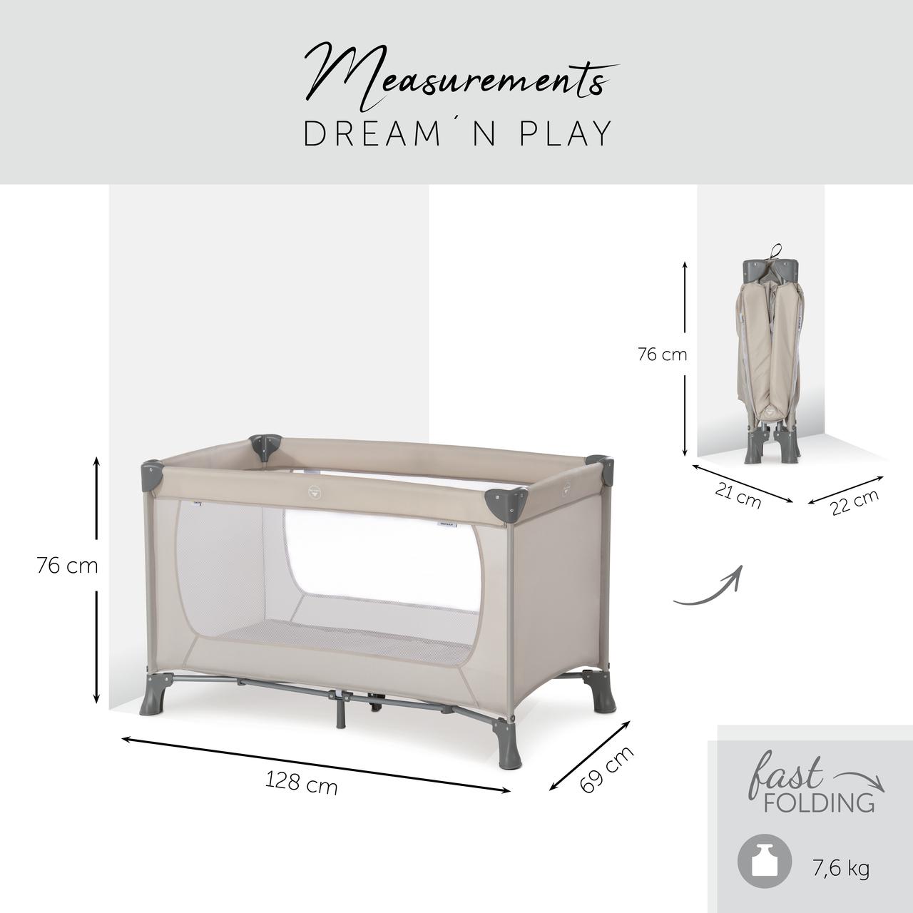 HAUCK lovelė - maniežas DREAM N PLAY, smėlio spalvos