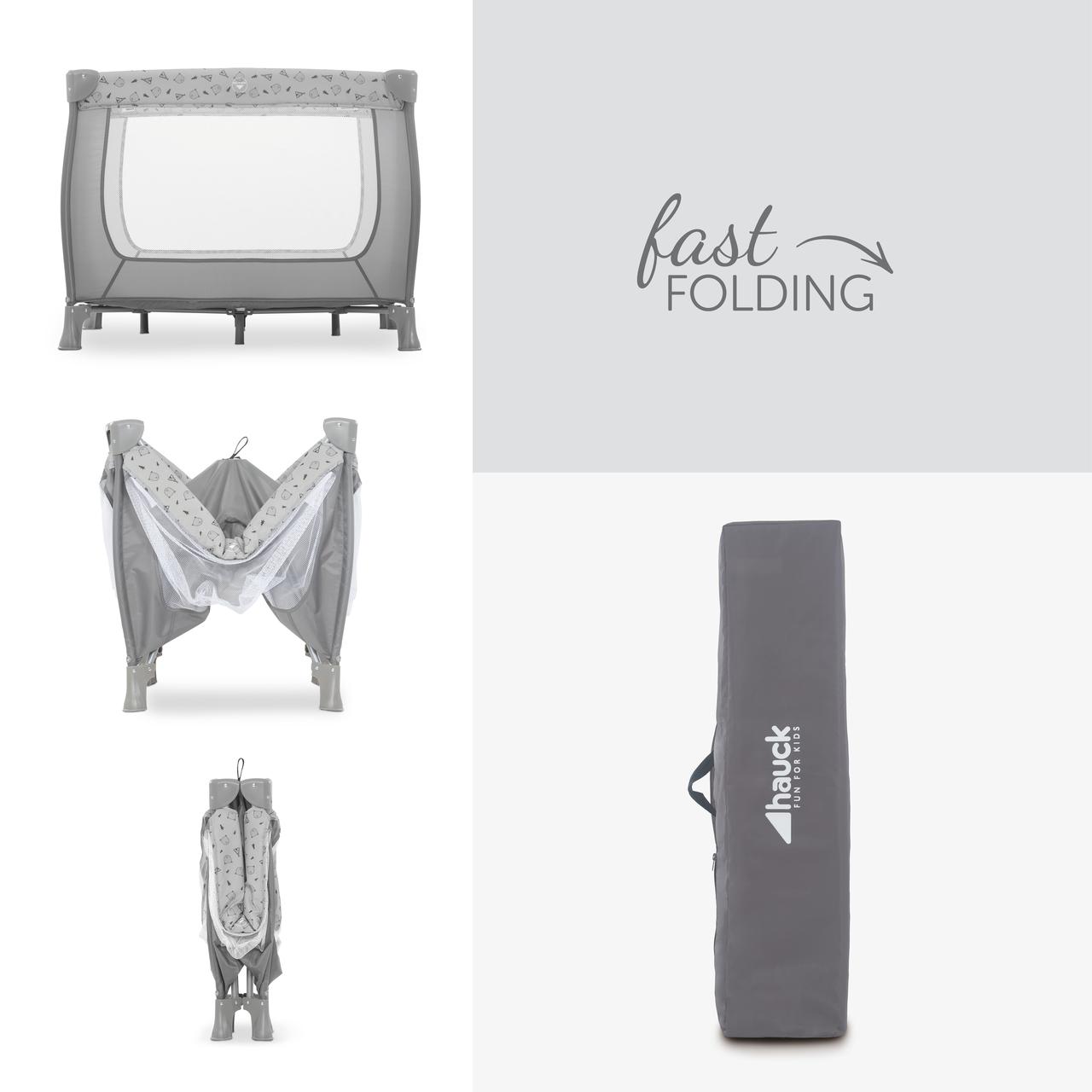 Nascita HAUCK lovelė - maniežas SLEEP N PLAY SQ, nordic pilkas