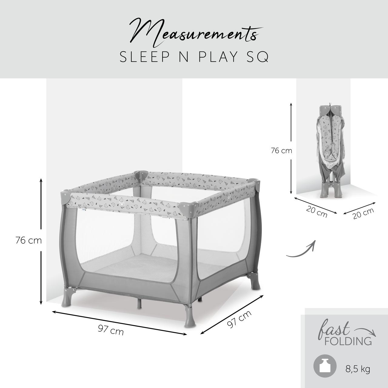 Nascita HAUCK lovelė - maniežas SLEEP N PLAY SQ, nordic pilkas