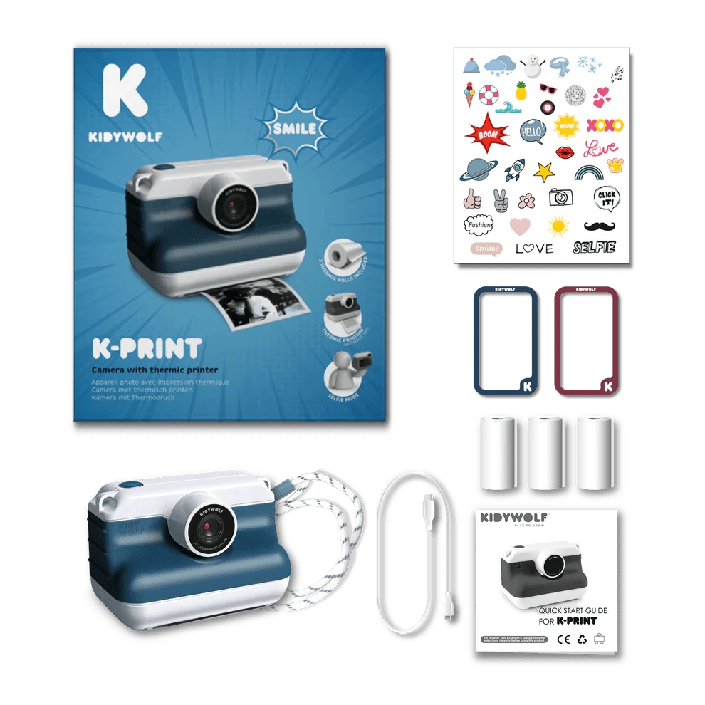 KIDYWOLF KIDYWOLF momentinis fotoaparatas su terminiu spausdinimu, mėlynas, K-PRINT-BU