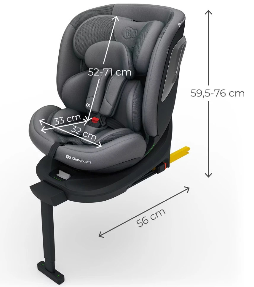KINDERKRAFT automobilinė kėdutė I-360 2 PLUS, Pilkas, KCI36002GRYPL00