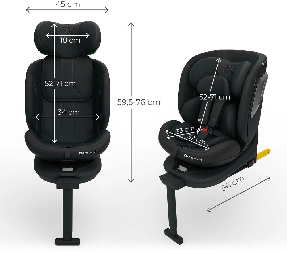 KINDERKRAFT automobilinė kėdutė I-360 2 PLUS, 40-150 cm., Juodas, KCI36002BLKPL00