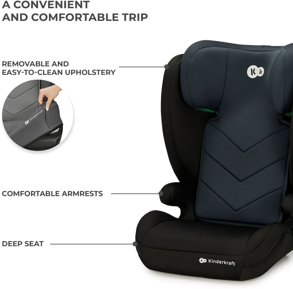 KINDERKRAFT automobilinė kėdutė I-SPARK 2 PLUS I-SIZE, 100-150 cm., Juodas, KCISPA02BLKPL00