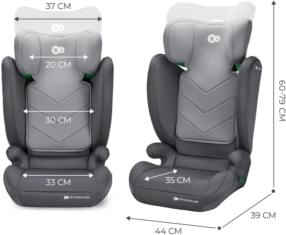 KINDERKRAFT automobilinė kėdutė I-SPARK 2 PLUS I-SIZE, 100-150 cm., Pilkas, KCISPA02GRYPL00