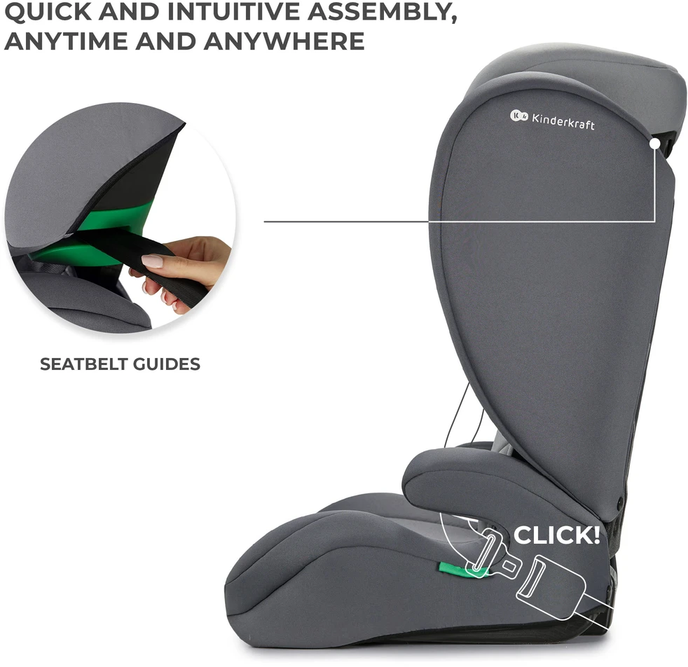 KINDERKRAFT automobilinė kėdutė I-SPARK 2 PLUS I-SIZE, 100-150 cm., Pilkas, KCISPA02GRYPL00
