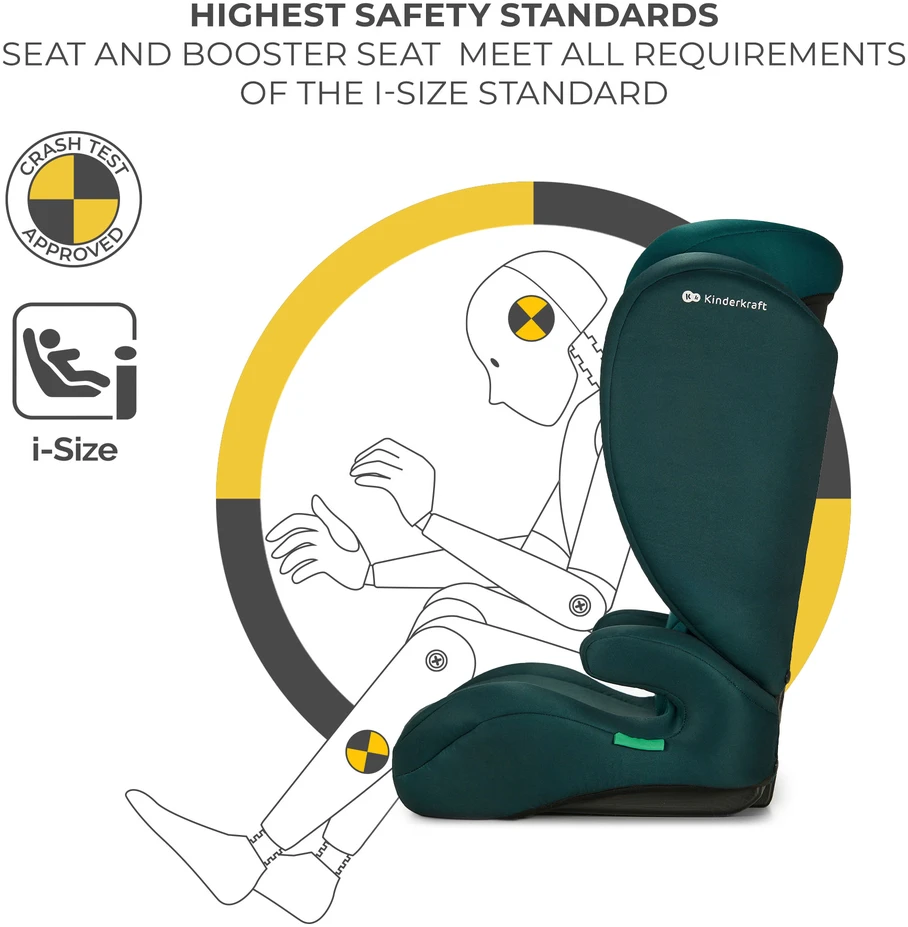 KINDERKRAFT automobilinė kėdutė I-SPARK 2 PLUS I-SIZE, 100-150 cm., Žalias, KCISPA02GREPL00