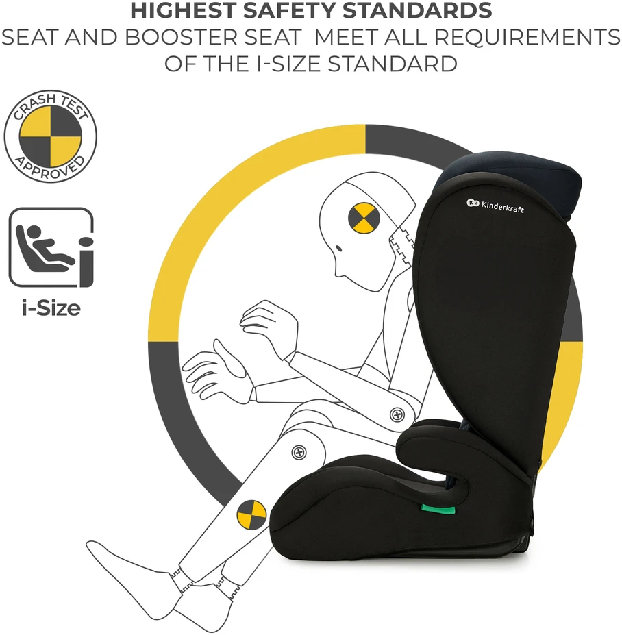 KINDERKRAFT automobilinė kėdutė I-SPARK 2 PLUS I-SIZE, 100-150 cm., Juodas, KCISPA02BLKPL00