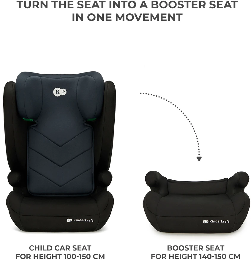 KINDERKRAFT automobilinė kėdutė I-SPARK 2 PLUS I-SIZE, 100-150 cm., Juodas, KCISPA02BLKPL00