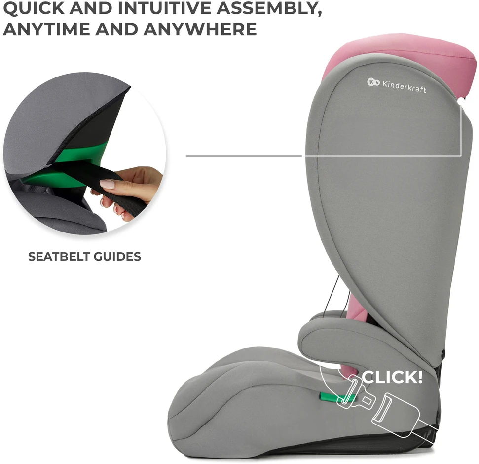 KINDERKRAFT automobilinė kėdutė I-SPARK 2 PLUS I-SIZE, 100-150 cm., Rožinė, KCISPA02PNKPL00
