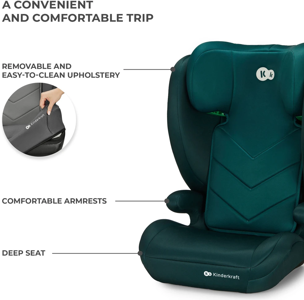 KINDERKRAFT automobilinė kėdutė I-SPARK 2 PLUS I-SIZE, 100-150 cm., Žalias, KCISPA02GREPL00