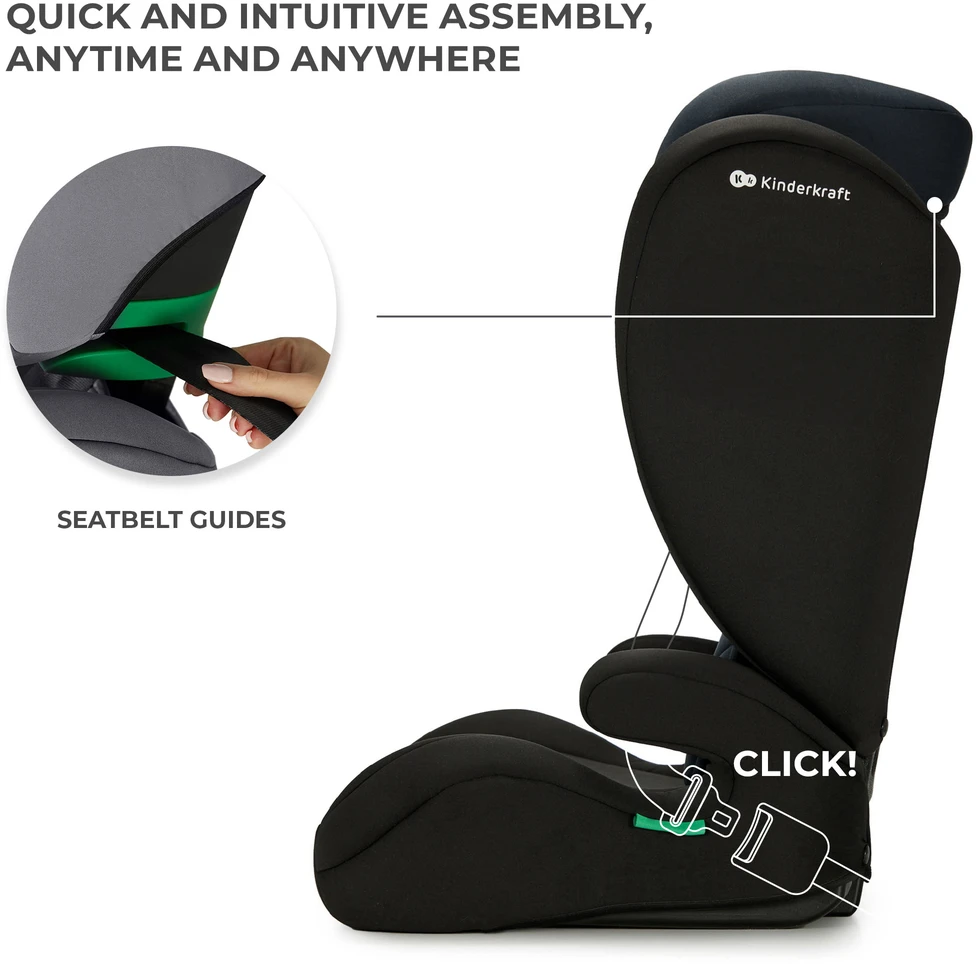 KINDERKRAFT automobilinė kėdutė I-SPARK 2 PLUS I-SIZE, 100-150 cm., Juodas, KCISPA02BLKPL00