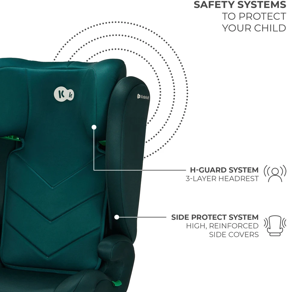 KINDERKRAFT automobilinė kėdutė I-SPARK 2 PLUS I-SIZE, 100-150 cm., Žalias, KCISPA02GREPL00