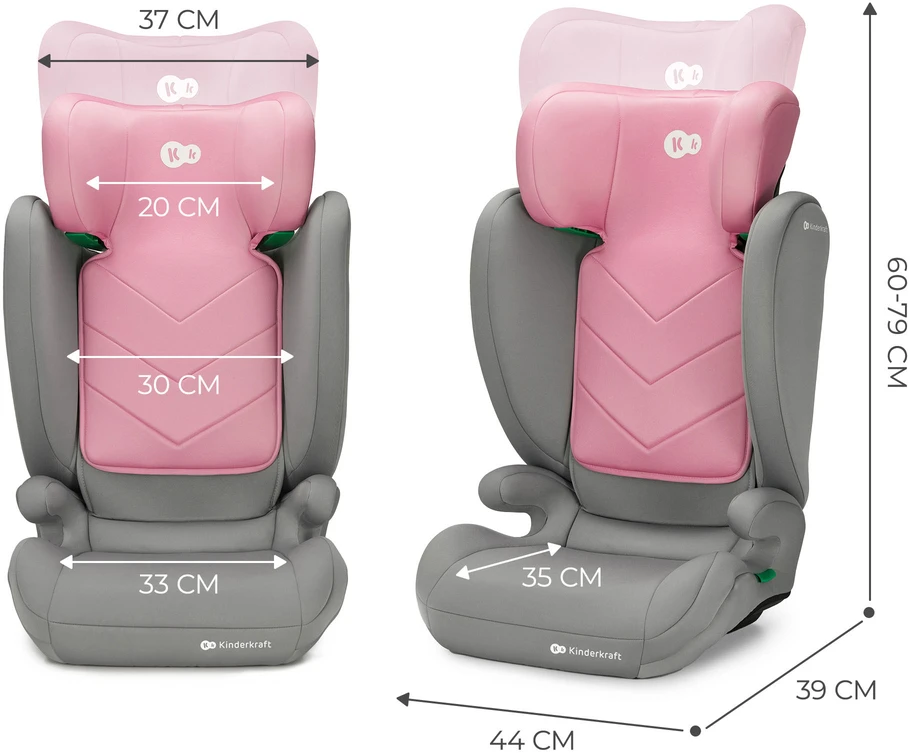 KINDERKRAFT automobilinė kėdutė I-SPARK 2 PLUS I-SIZE, 100-150 cm., Rožinė, KCISPA02PNKPL00