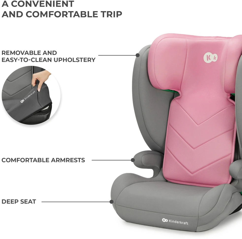 KINDERKRAFT automobilinė kėdutė I-SPARK 2 PLUS I-SIZE, 100-150 cm., Rožinė, KCISPA02PNKPL00