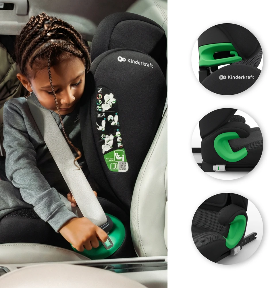 KINDERKRAFT automobilinė kėdutė JUNIOR FIX 2 PLUS, 100-150 cm., Juodas, KCJUFI20BLKPL0N