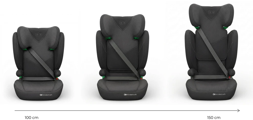 Kinderkraft Junior Fix 2 Plus kėdutės ūgio reguliavimas