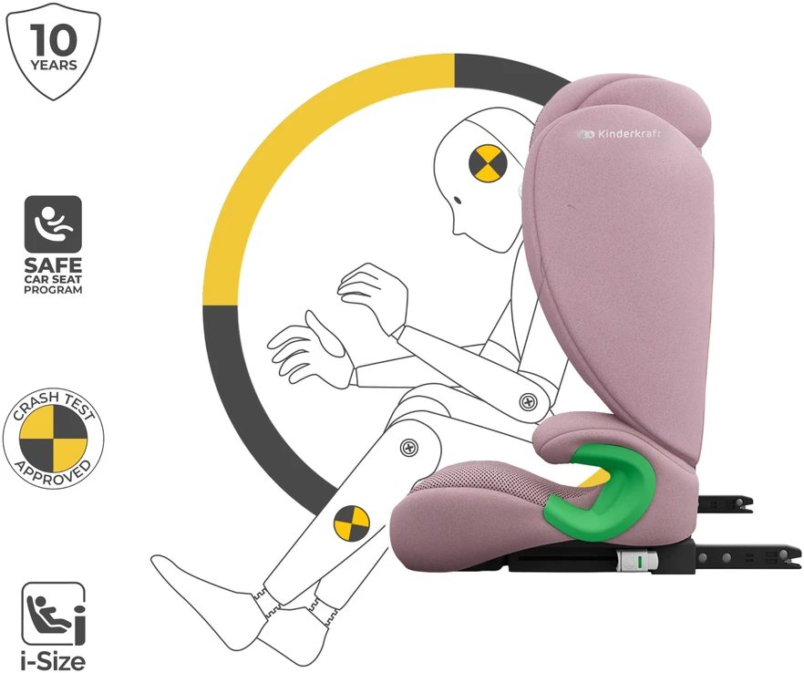KINDERKRAFT automobilinė kėdutė JUNIOR FIX 2 PLUS, 100-150 cm., Rožinė, KCJUFI20PNKPL0N